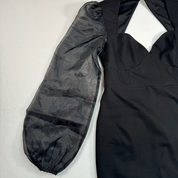 Lulus Black Bodycon Mini Dress Womens Size Large Balloon Sleeve Nwt Open Back - Picture 10 of 15